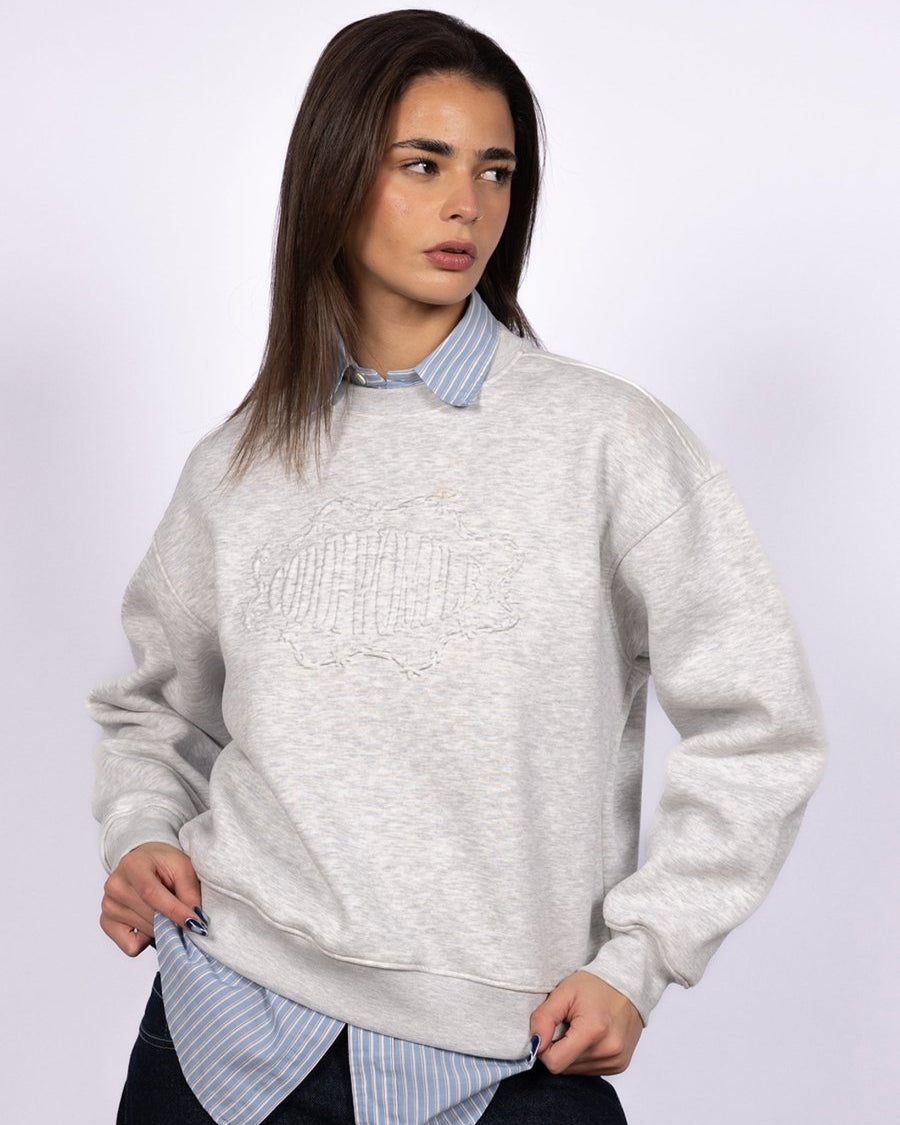 GREY EMBOSSED CREWNECK - CODDIWOMPLE