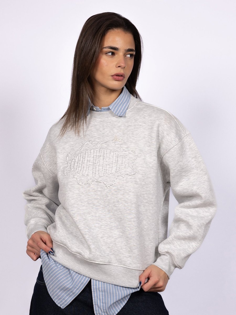 GREY EMBOSSED CREWNECK - CODDIWOMPLE