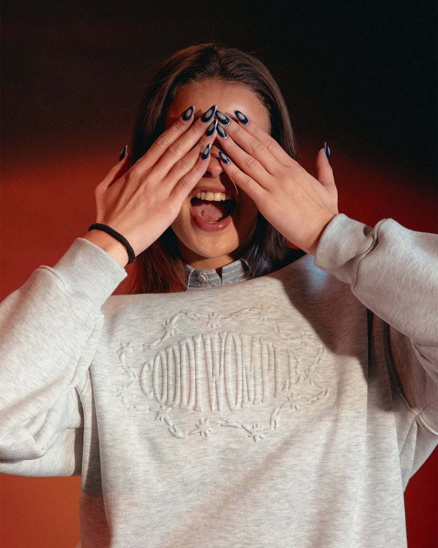 GREY EMBOSSED CREWNECK - CODDIWOMPLE