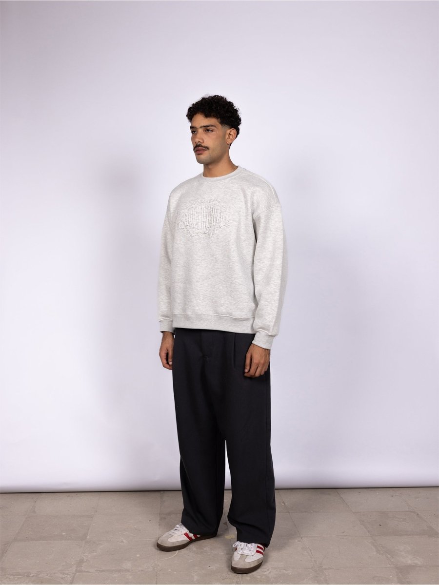 GREY EMBOSSED CREWNECK - CODDIWOMPLE