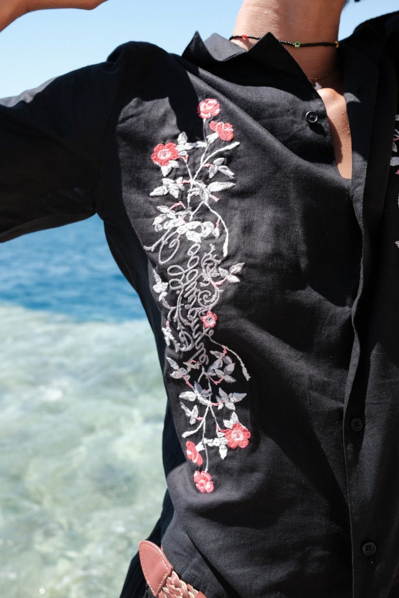 IVY BLACK LINEN SHIRT - CODDIWOMPLE