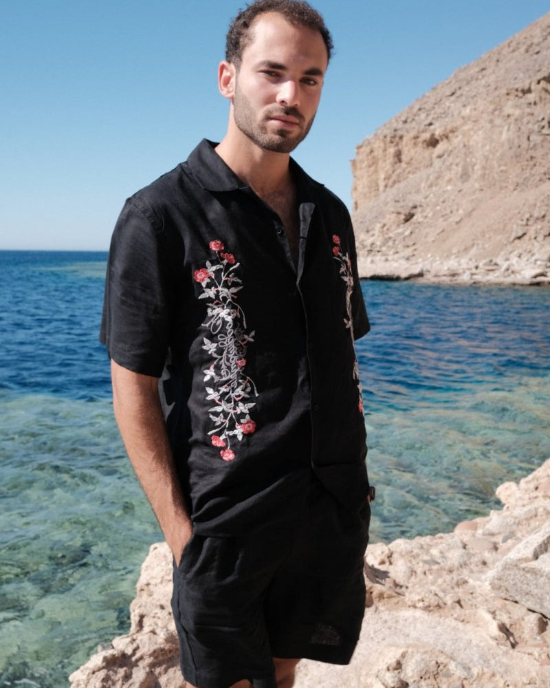 IVY BLACK LINEN SHIRT - CODDIWOMPLE