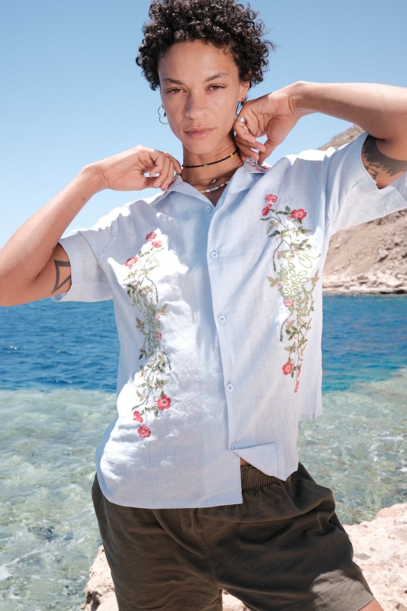 IVY BLUE LINEN SHIRT - CODDIWOMPLE
