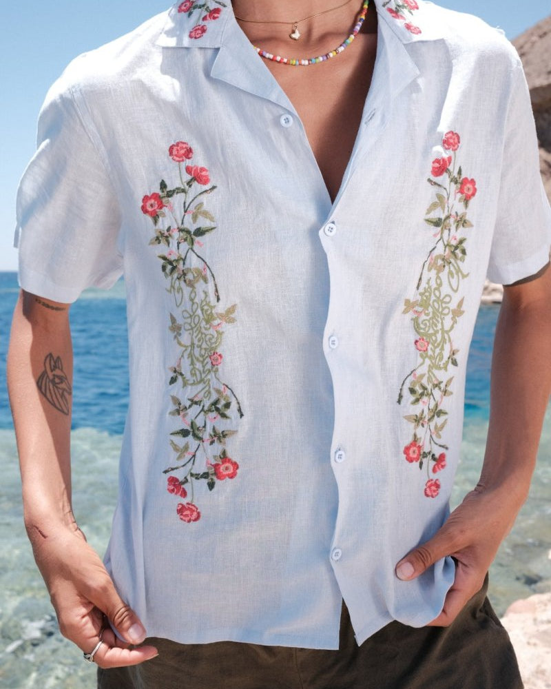 IVY BLUE LINEN SHIRT - CODDIWOMPLE