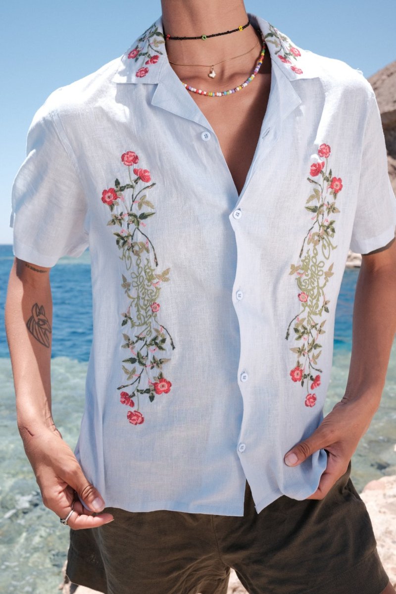 IVY BLUE LINEN SHIRT - CODDIWOMPLE