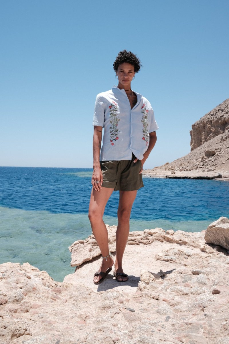 IVY BLUE LINEN SHIRT - CODDIWOMPLE