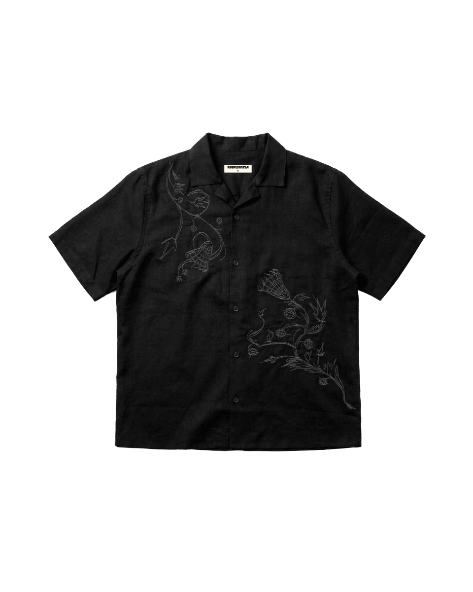 NYMPH BLACK LINEN SHIRT - CODDIWOMPLE