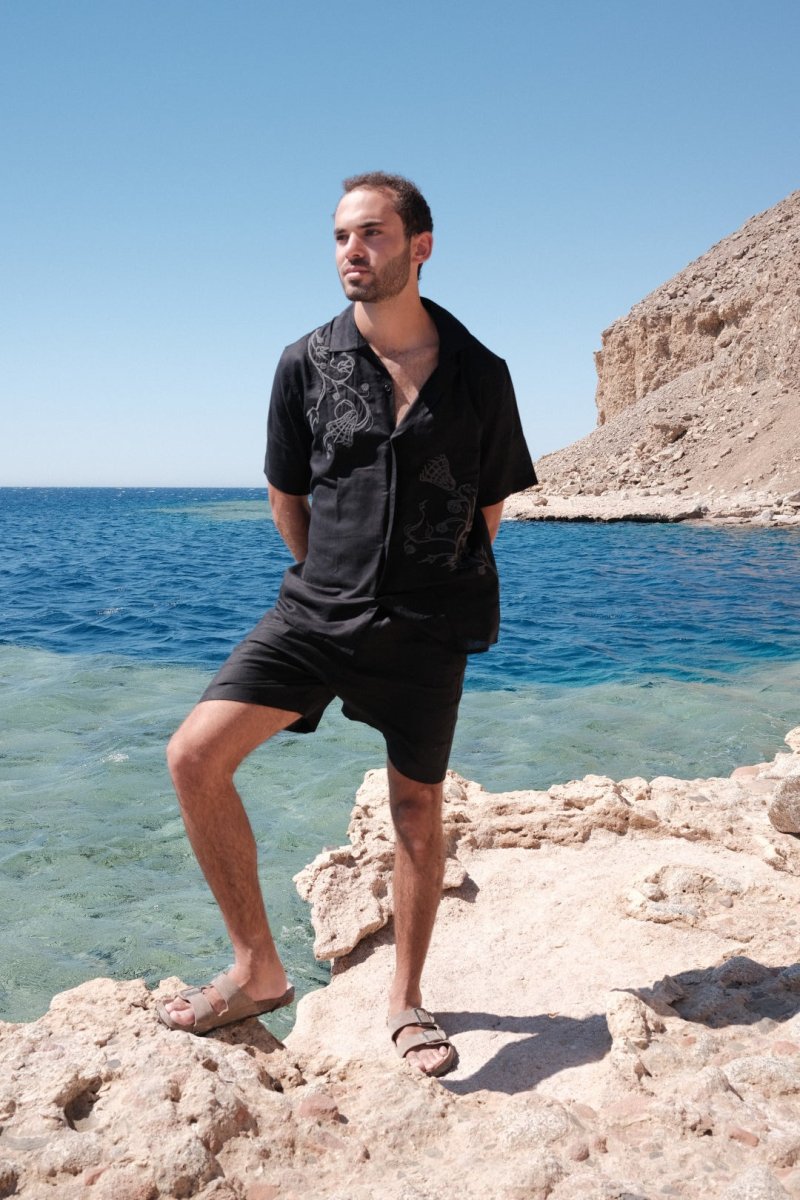 NYMPH BLACK LINEN SHIRT - CODDIWOMPLE