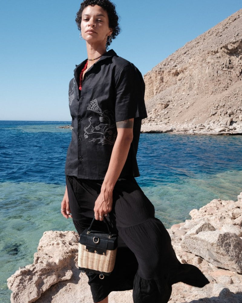 NYMPH BLACK LINEN SHIRT - CODDIWOMPLE