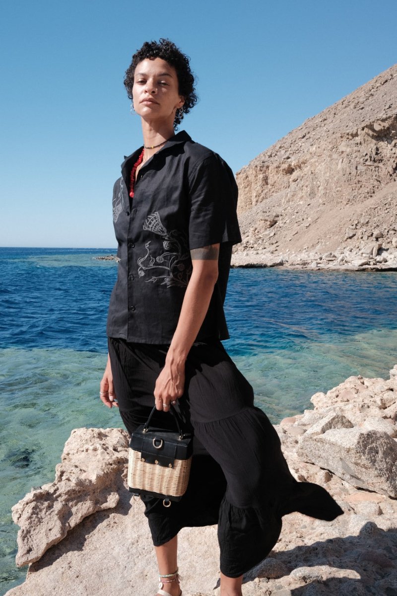 NYMPH BLACK LINEN SHIRT - CODDIWOMPLE