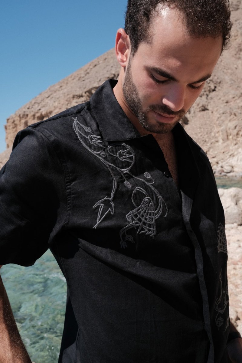 NYMPH BLACK LINEN SHIRT - CODDIWOMPLE