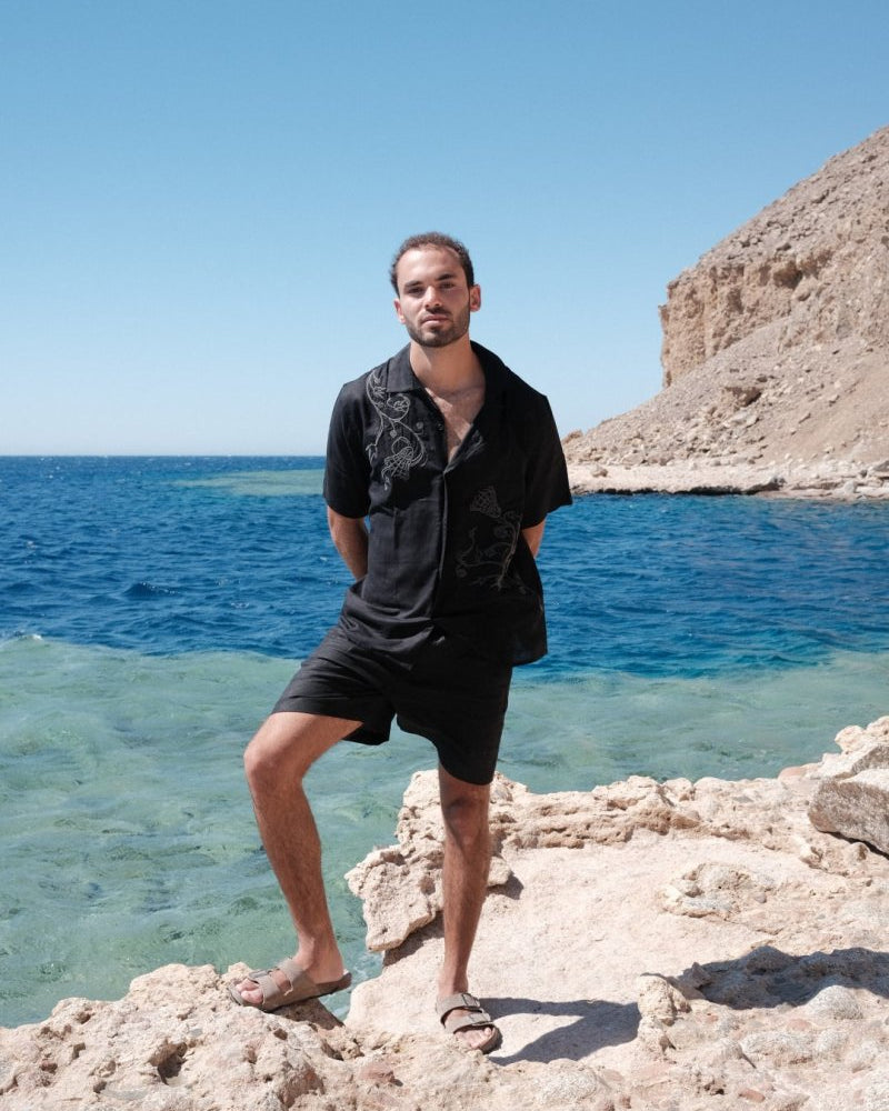 NYMPH BLACK LINEN SHIRT - CODDIWOMPLE