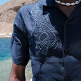 NYMPH NAVY LINEN SHIRT - CODDIWOMPLE