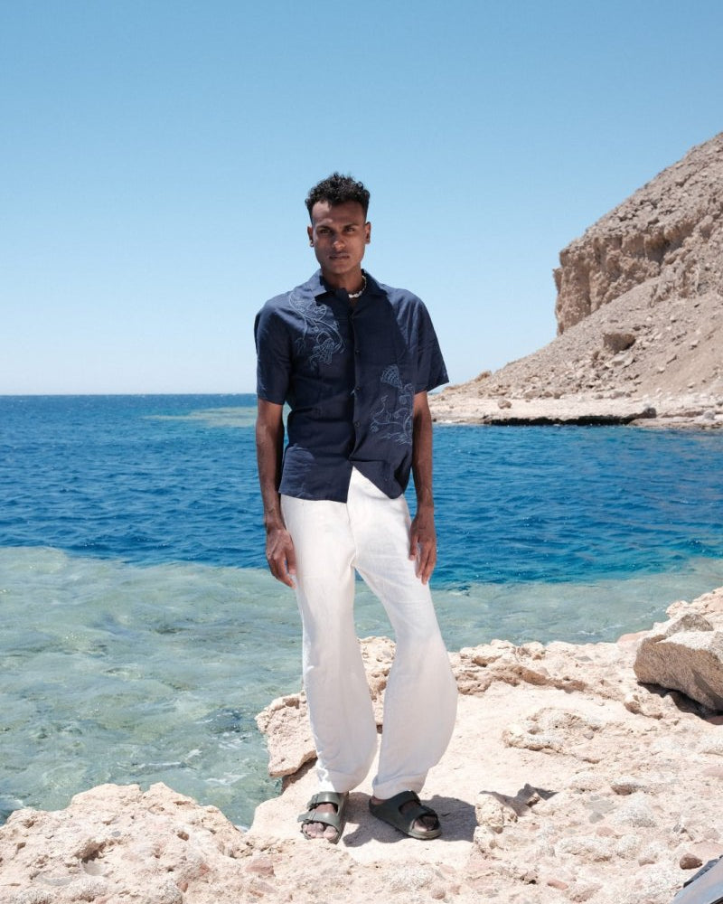 NYMPH NAVY LINEN SHIRT - CODDIWOMPLE