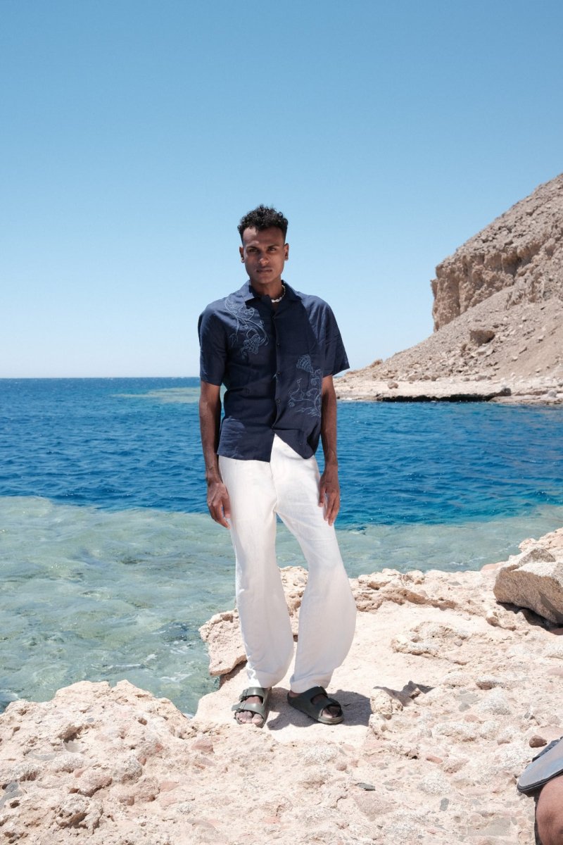 NYMPH NAVY LINEN SHIRT - CODDIWOMPLE