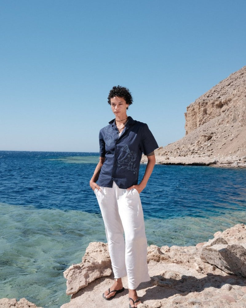 NYMPH NAVY LINEN SHIRT - CODDIWOMPLE