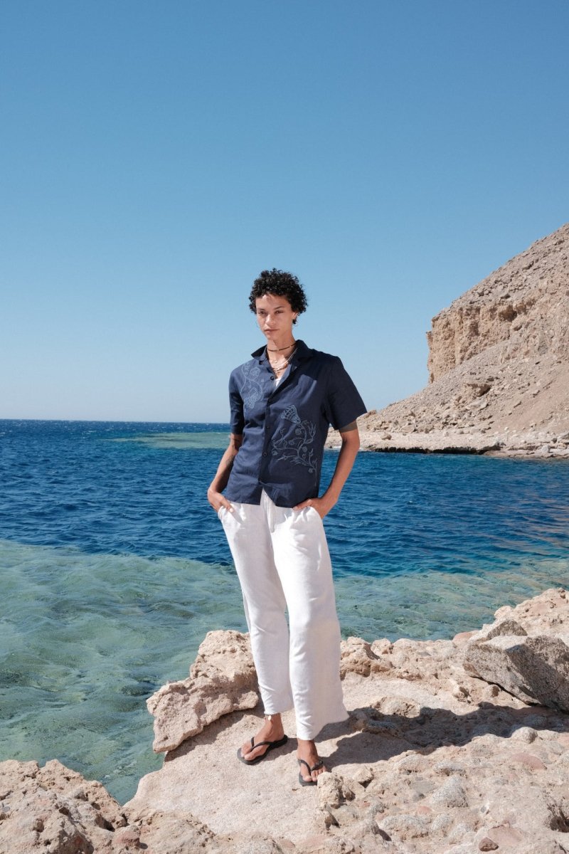 NYMPH NAVY LINEN SHIRT - CODDIWOMPLE