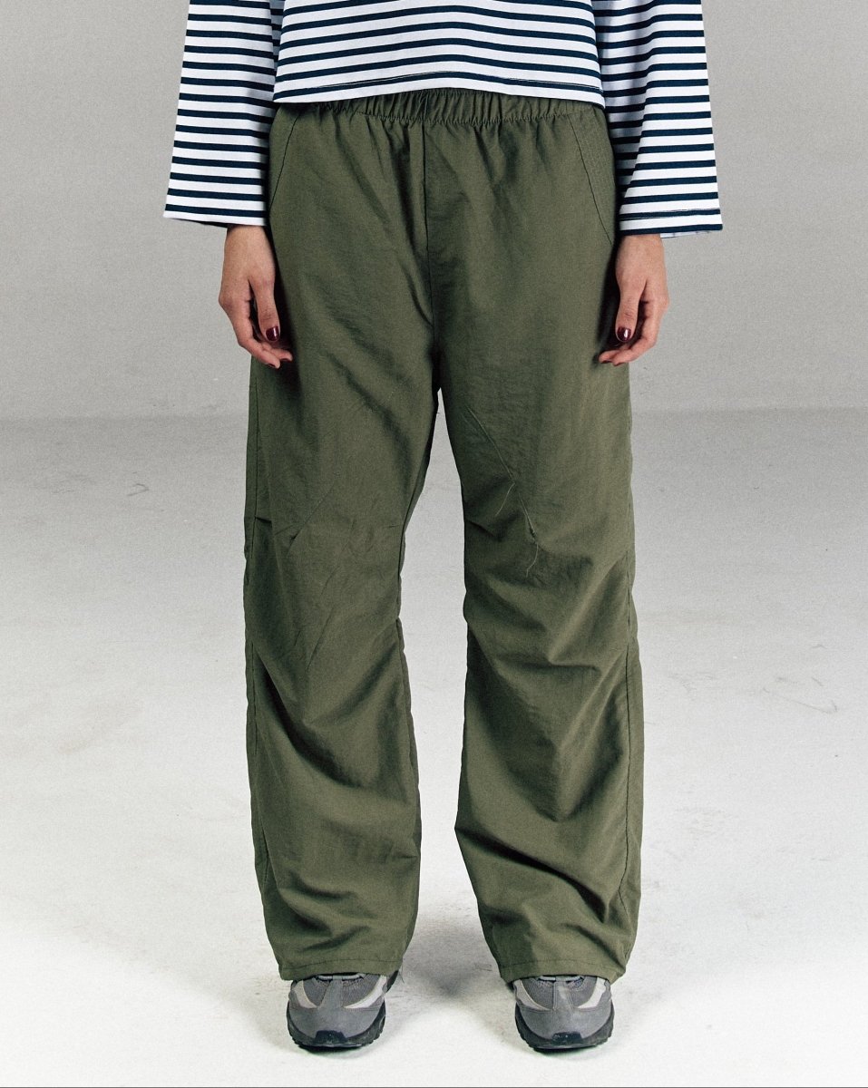OLIVE WATERPROOF PARACHUTE PANTS - CODDIWOMPLE